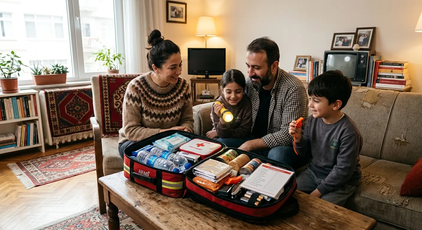 Depreme hazırlık çantası ve acil durum malzemeleri