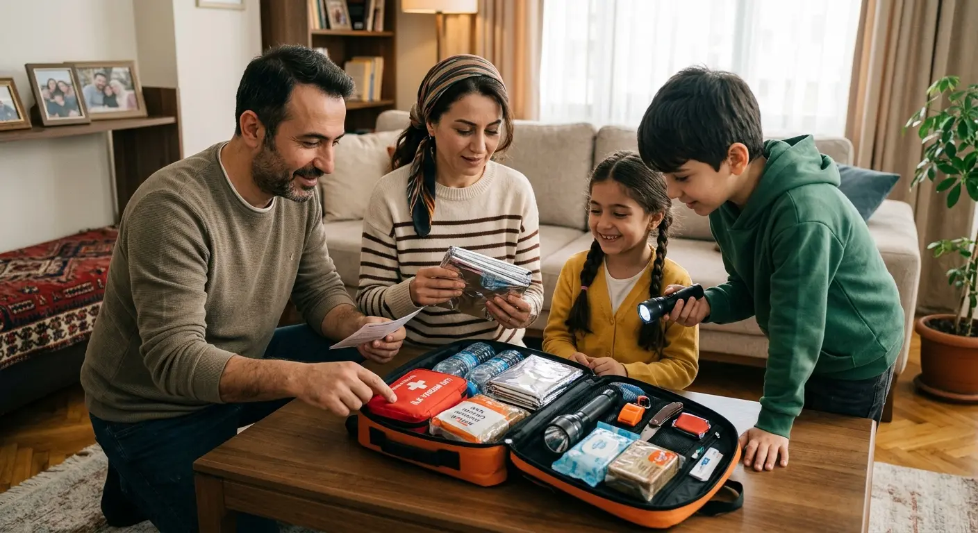 Depreme hazırlık çantası ve acil durum malzemeleri