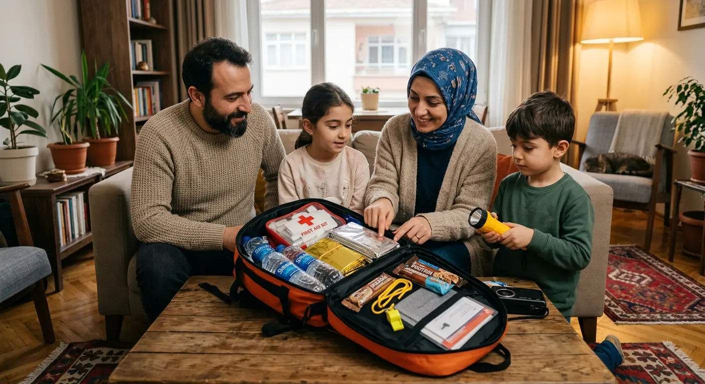 Depreme hazırlık çantası ve acil durum malzemeleri