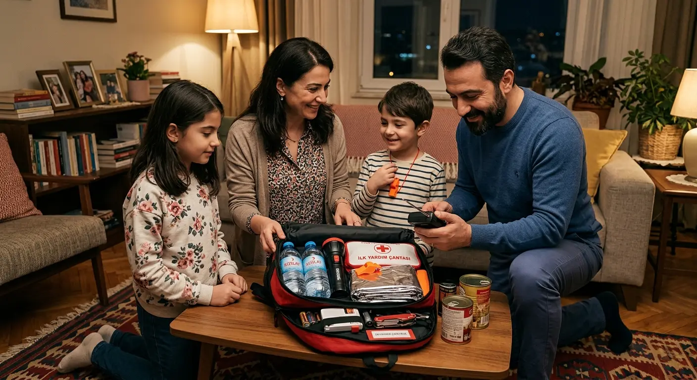 Depreme hazırlık çantası ve acil durum malzemeleri