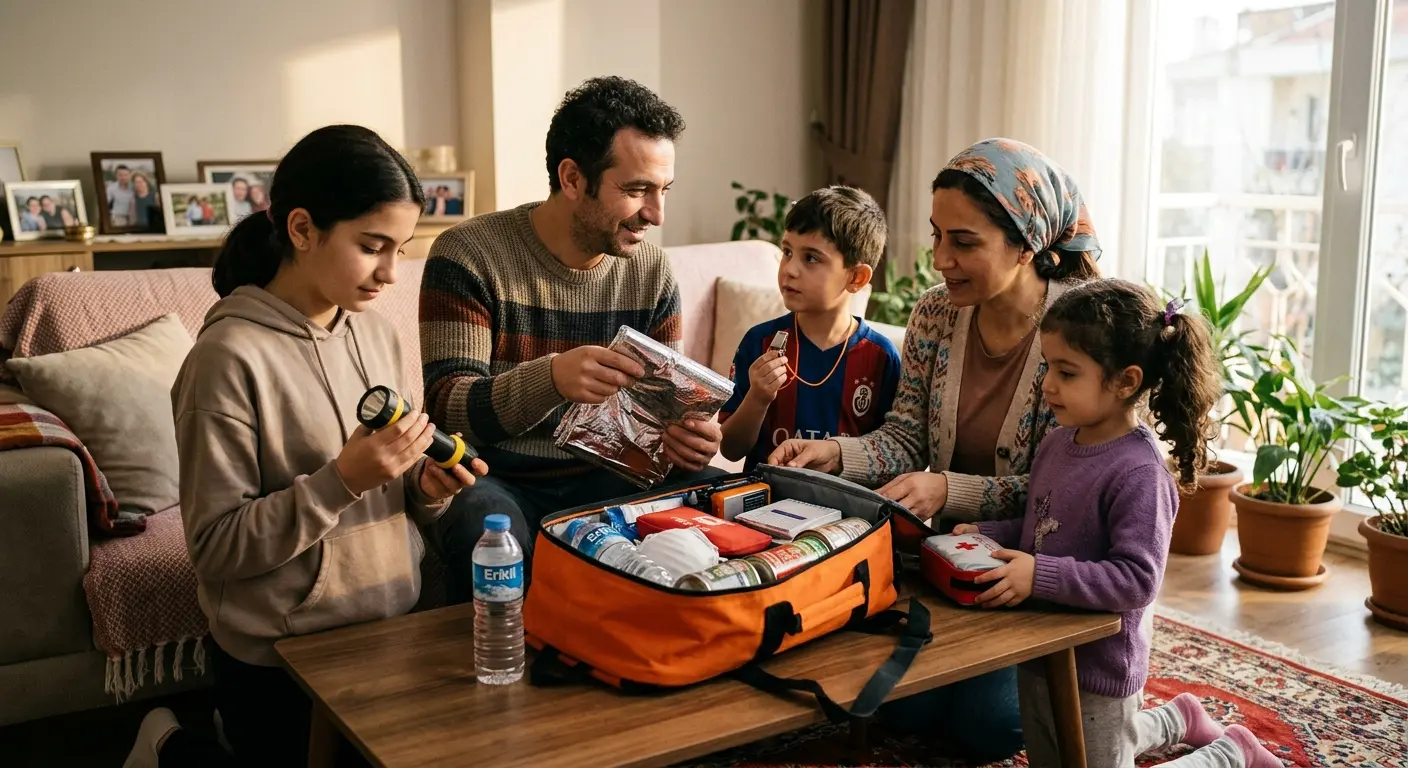 Depreme hazırlık çantası ve acil durum malzemeleri