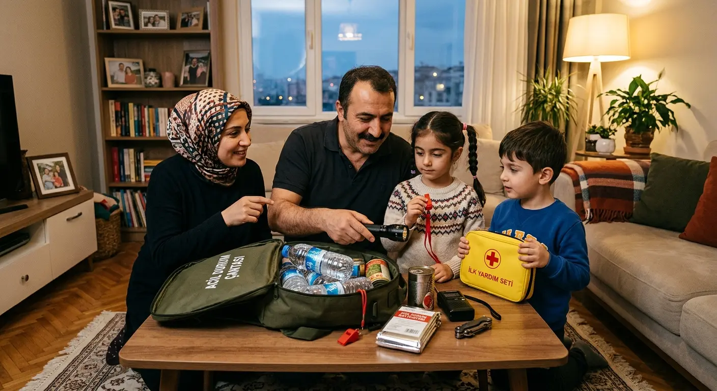 Depreme hazırlık çantası ve acil durum malzemeleri