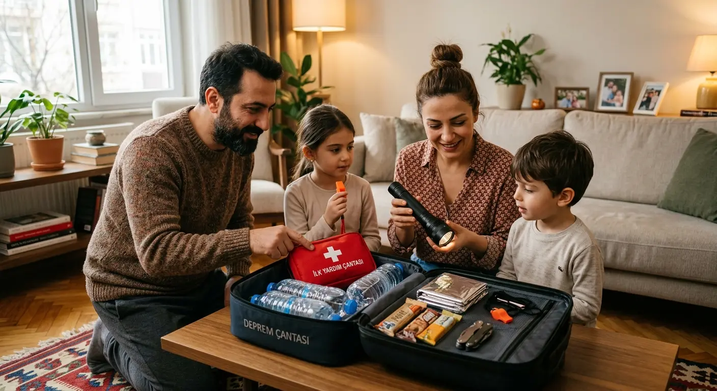 Depreme hazırlık çantası ve acil durum malzemeleri