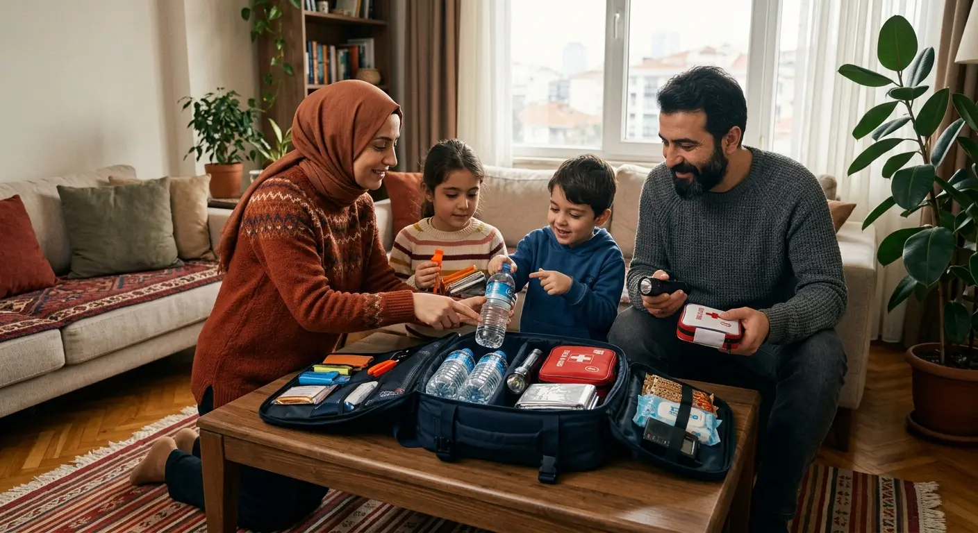Depreme hazırlık çantası ve acil durum malzemeleri