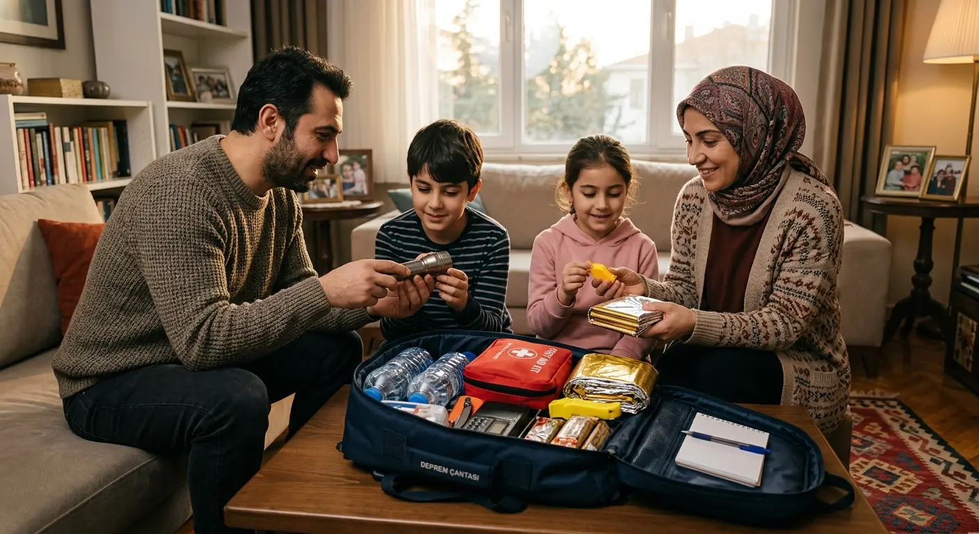 Depreme hazırlık çantası ve acil durum malzemeleri