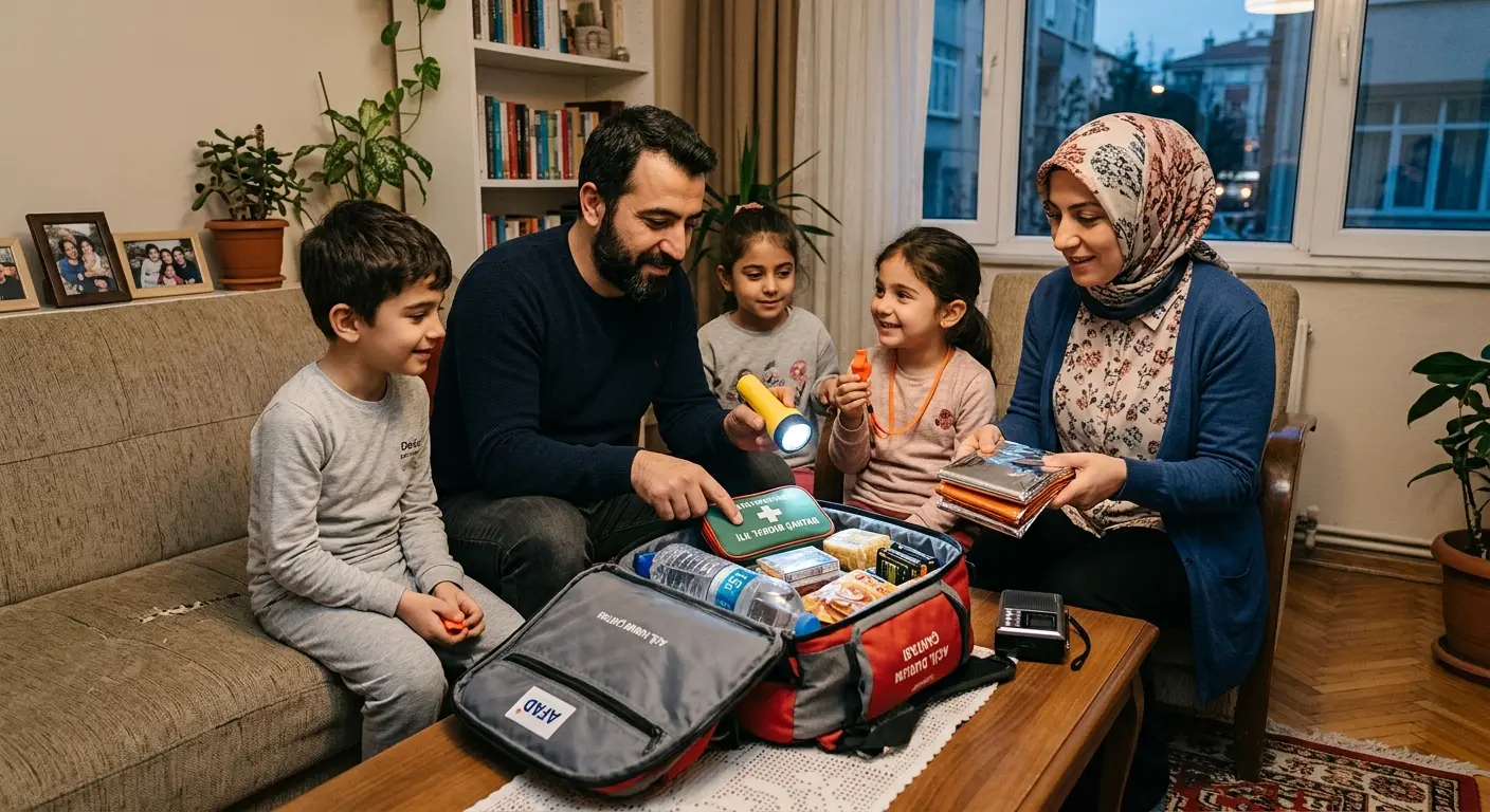 Depreme hazırlık çantası ve acil durum malzemeleri
