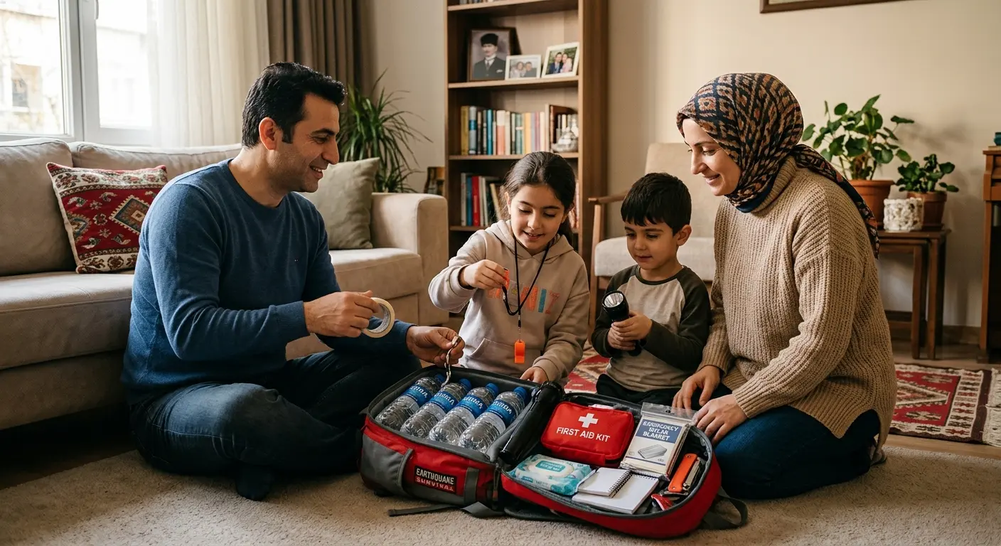 Depreme hazırlık çantası ve acil durum malzemeleri