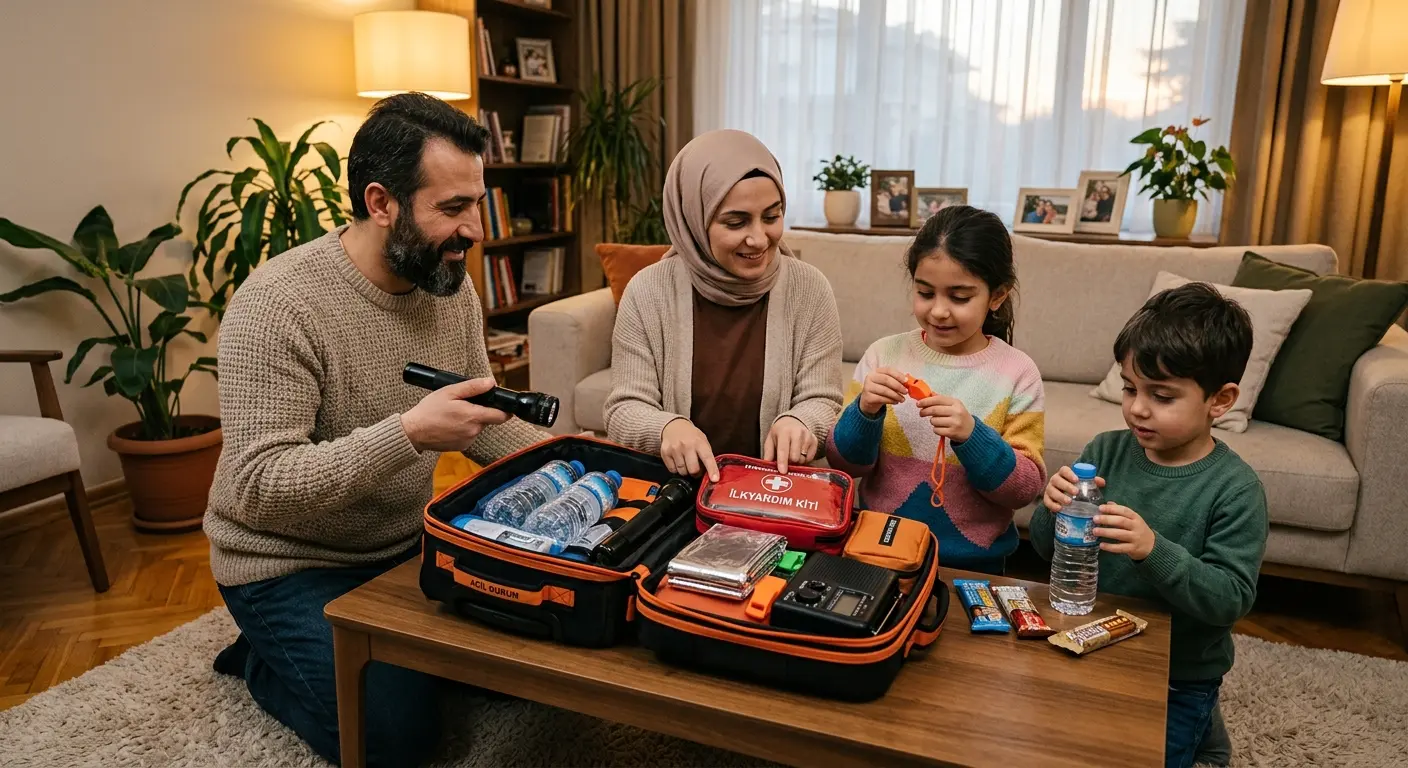 Depreme hazırlık çantası ve acil durum malzemeleri