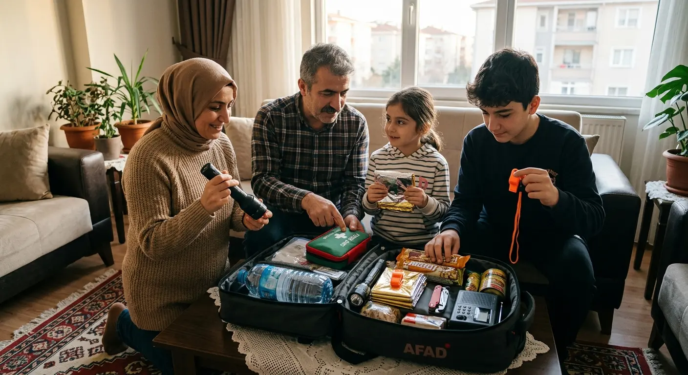 Depreme hazırlık çantası ve acil durum malzemeleri