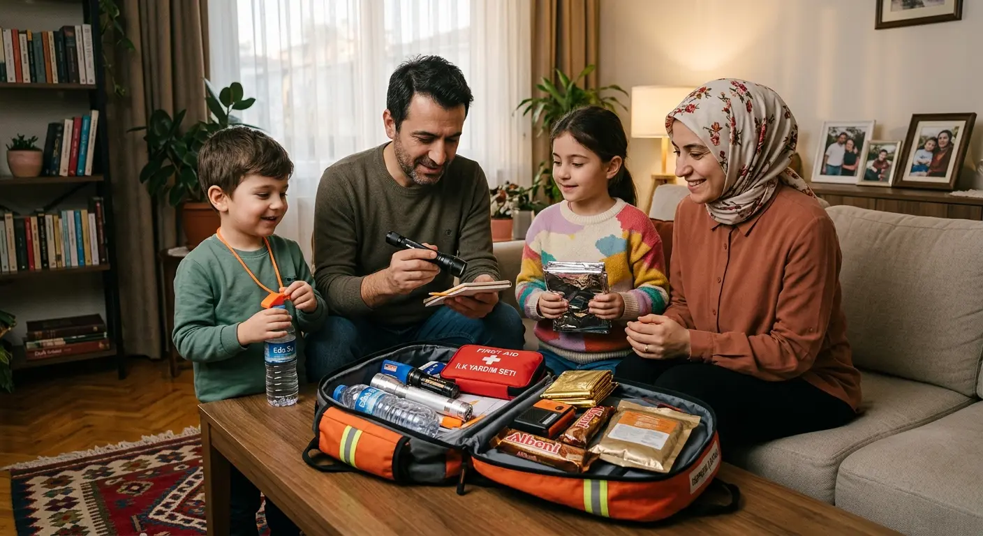 Depreme hazırlık çantası ve acil durum malzemeleri