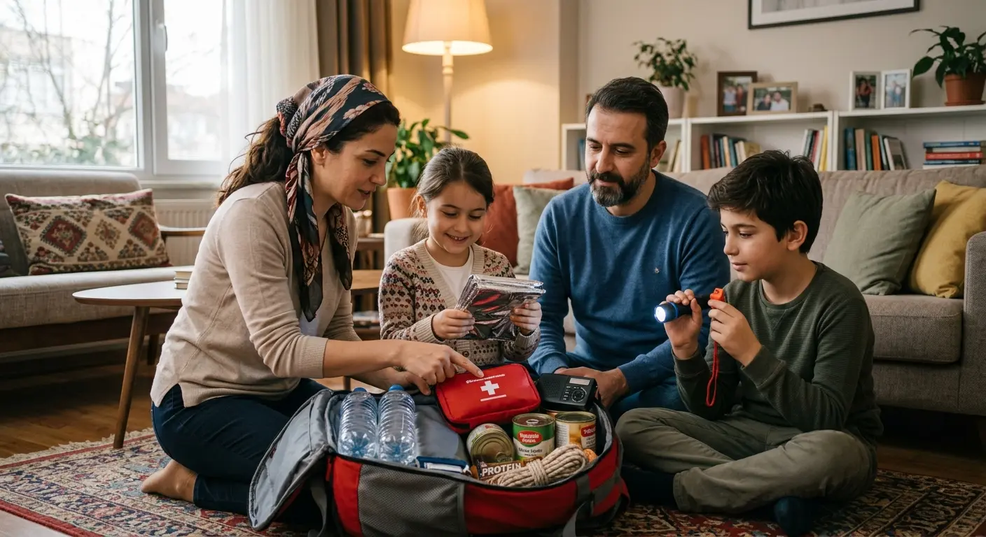 Depreme hazırlık çantası ve acil durum malzemeleri